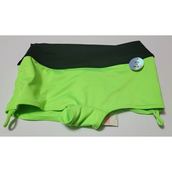 NWT Victoria's Secret "PINK" Gym to Swim Ruched Shorts Neon Green XS - Picture 1 of 4